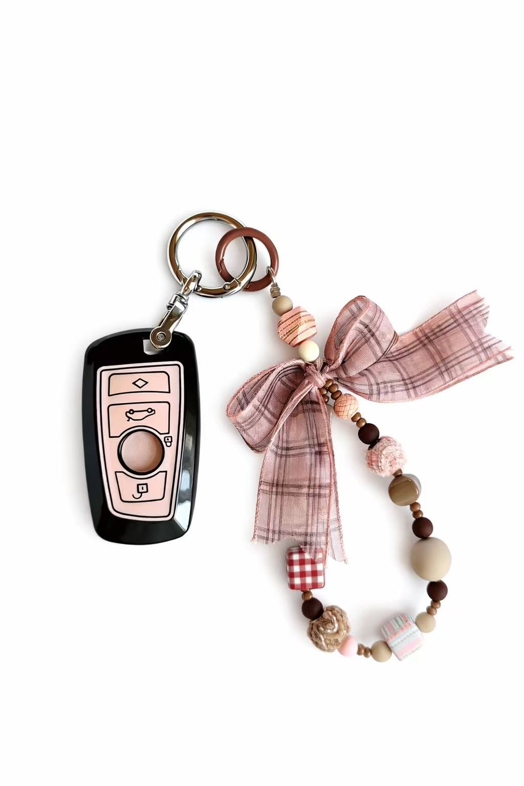 Wooden Pink BMW Car Key Fob Case