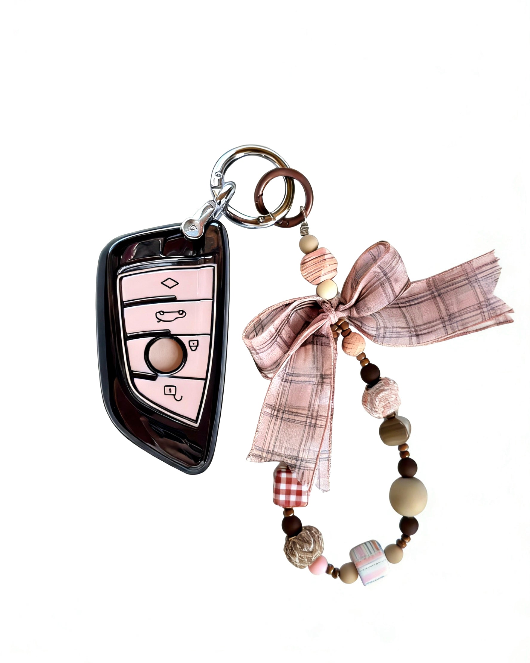 Wooden Pink BMW Car Key Fob Case