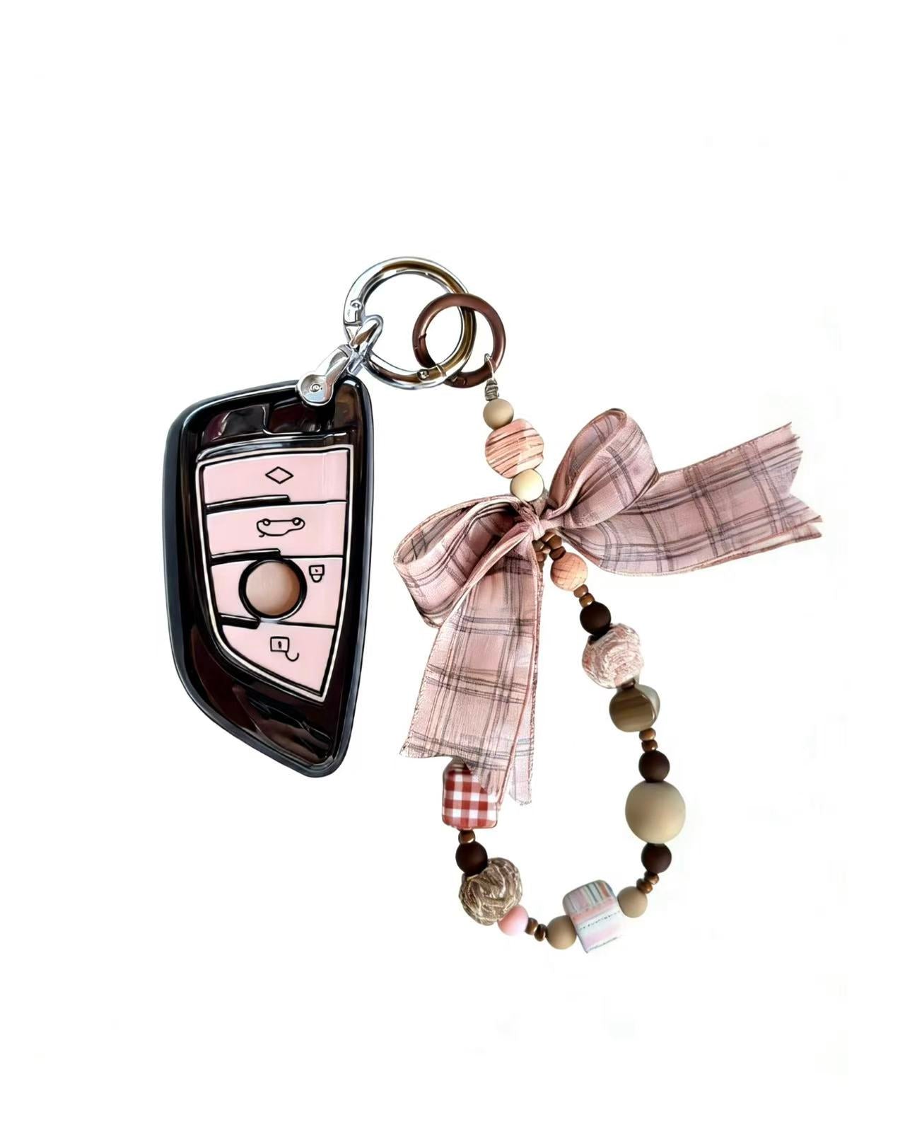 Wooden Pink BMW Car Key Fob Case