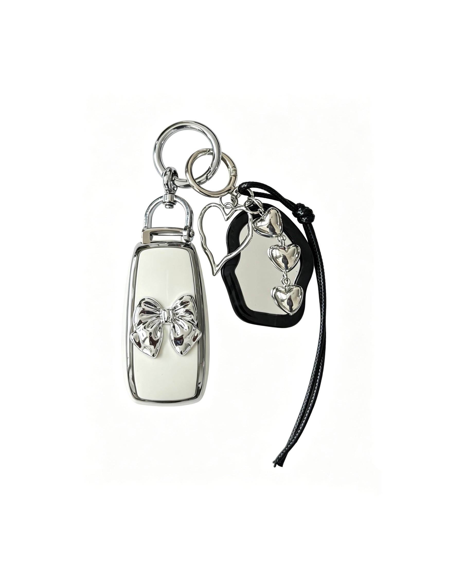Mercedes Benz car key fob case with black mirror and bow key chain