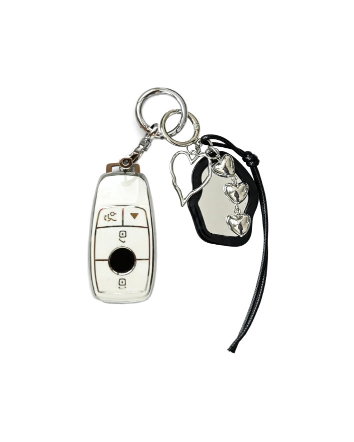 Mercedes Benz car key fob case with black mirror and bow key chain